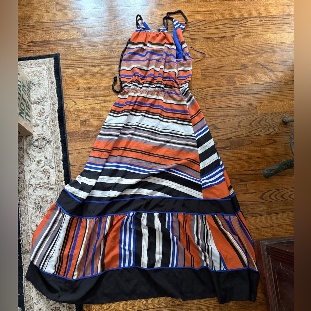 Jessica Simpson Orange and Black Striped Maxi Dress